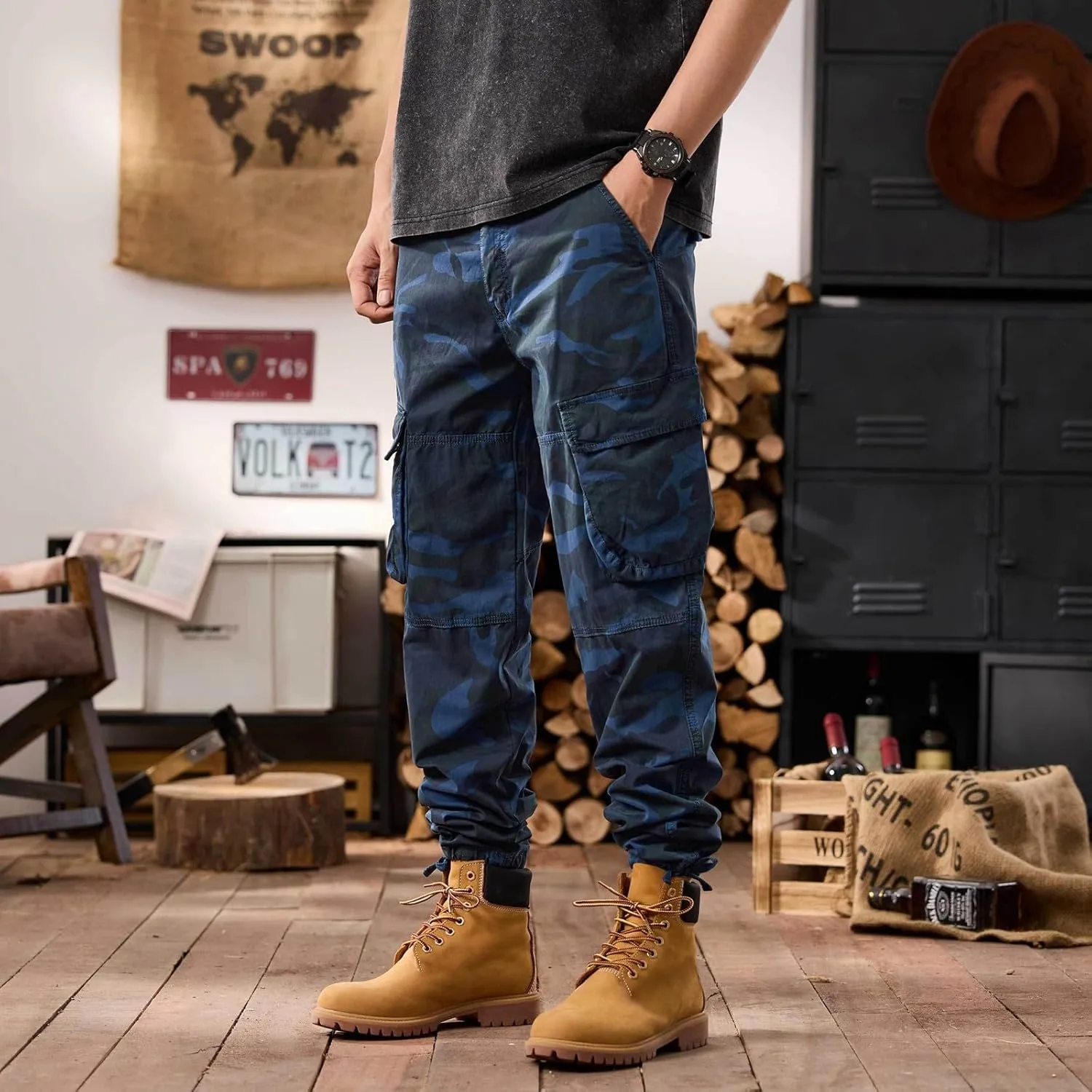 Men's Tactical Pants Hiking Cargo Pants Lightweight Work Pant Trousers Outdoor Running Hiking Joggers