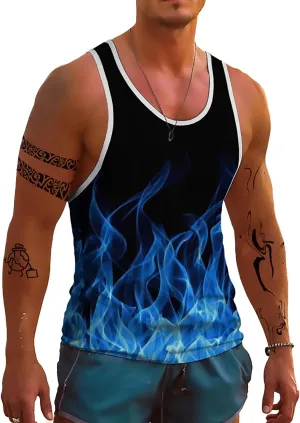 Mens Tank Tops Hawaiian Sleeveless Shirts Graphic Beach Coconut Tree Gym Tank Top