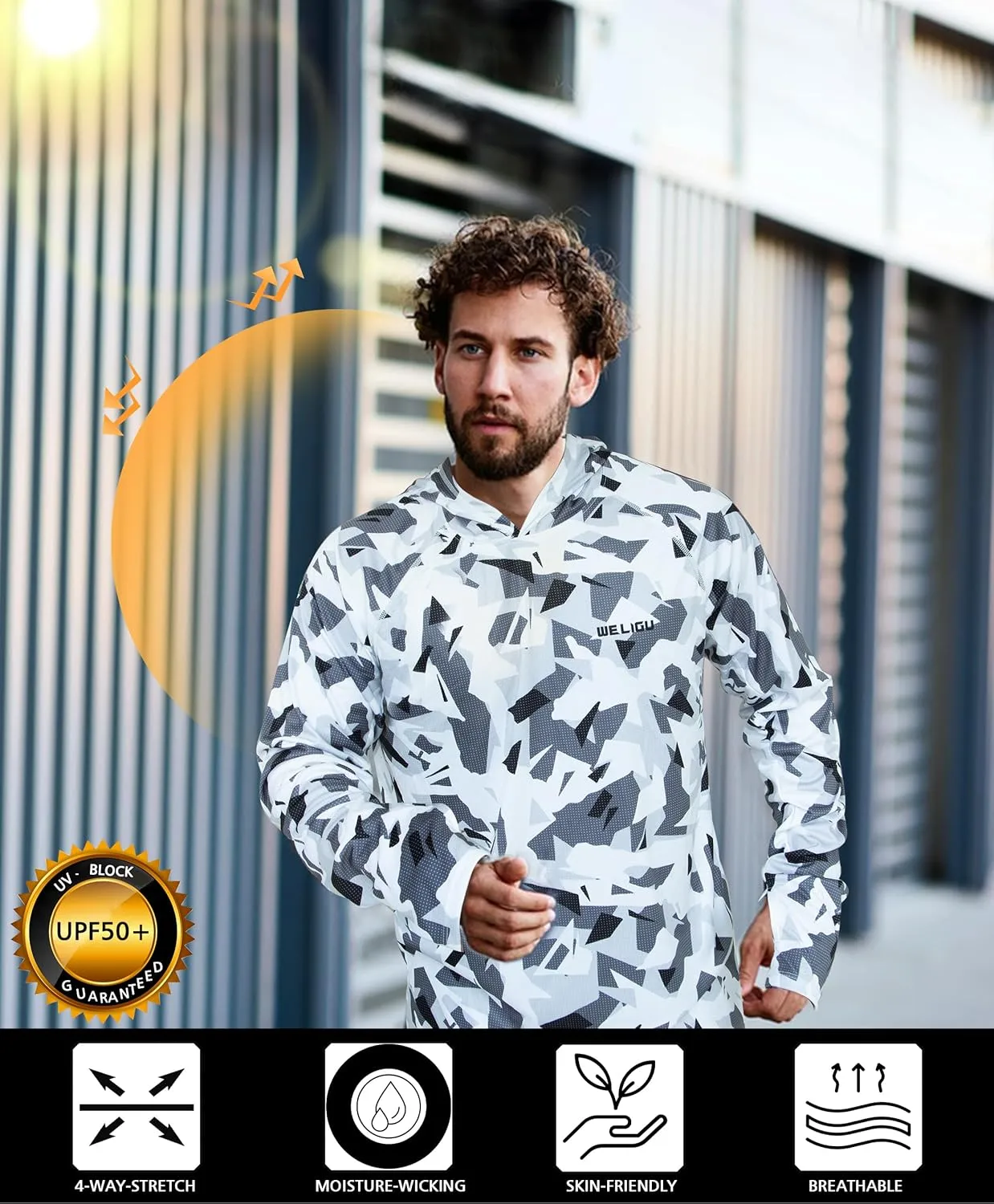 Men's UPF 50  Sun Protection Hoodie Shirt Long Sleeve SPF Fishing Outdoor UV Hiking Lightweight Shirts