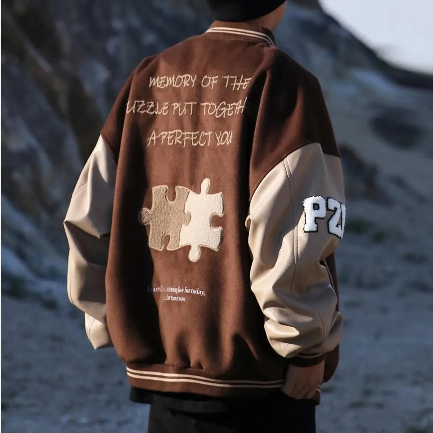 Mens Varsity College Jacket Baseball Bomber Jacket Vintage Sweatshirt Casual Unisex Streetwear Coats with Patch