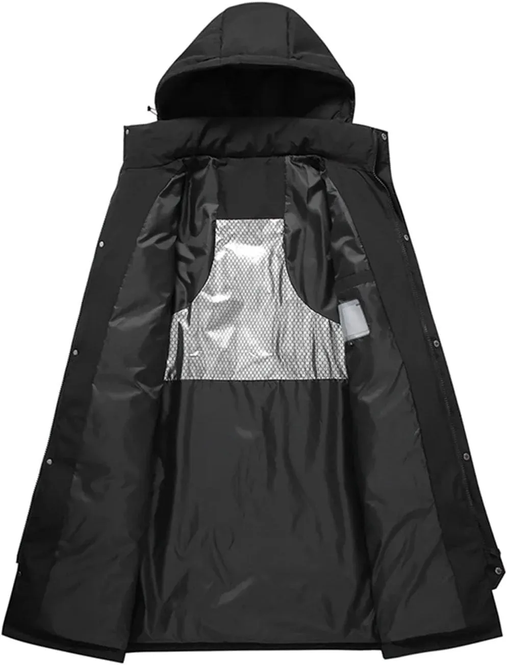 Men's Winter Long Down Coats Hooded Casual Thicker Warm Puffer Jackets Quilted Padded Cotton Parkas