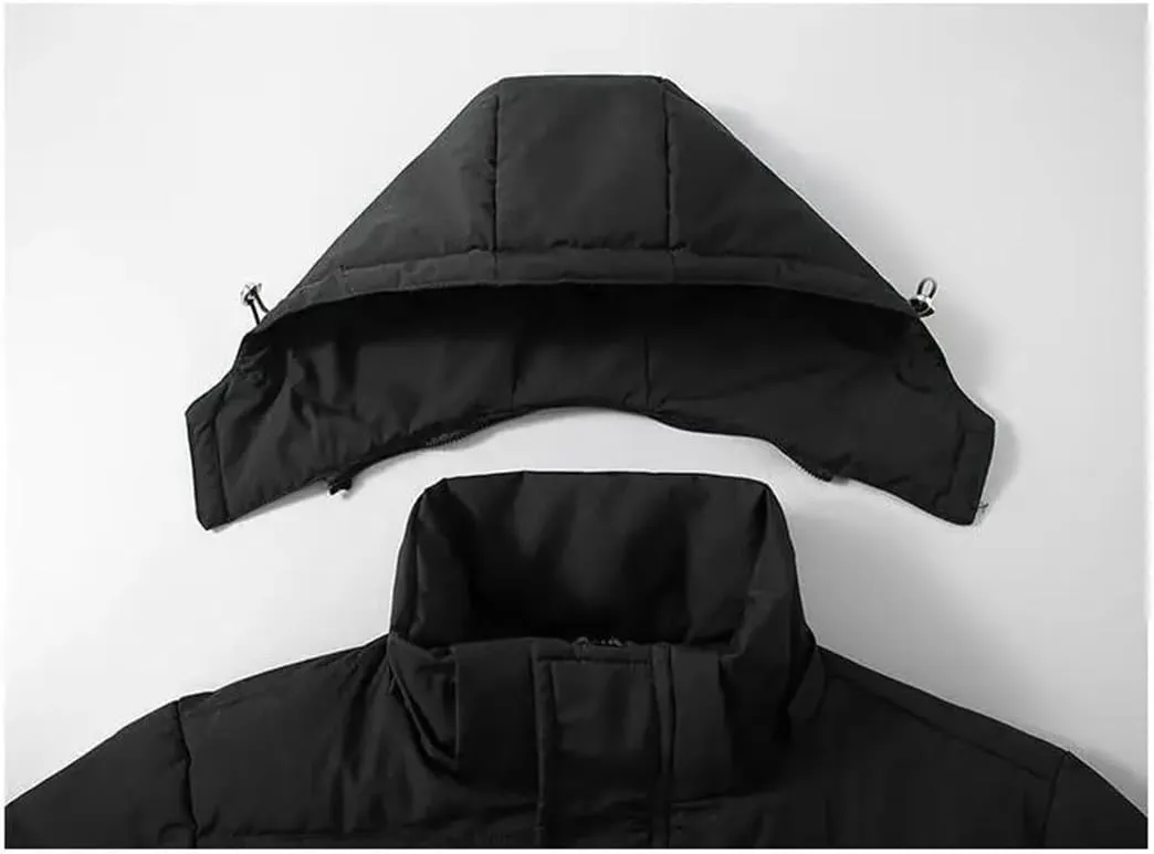 Men's Winter Long Down Coats Hooded Casual Thicker Warm Puffer Jackets Quilted Padded Cotton Parkas