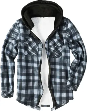 Mens Winter Warm Flannel Plaid Sherpa Padded Cotton Jackets Zip Up Heavyweight Thermal Lined Button Jacket Coat
