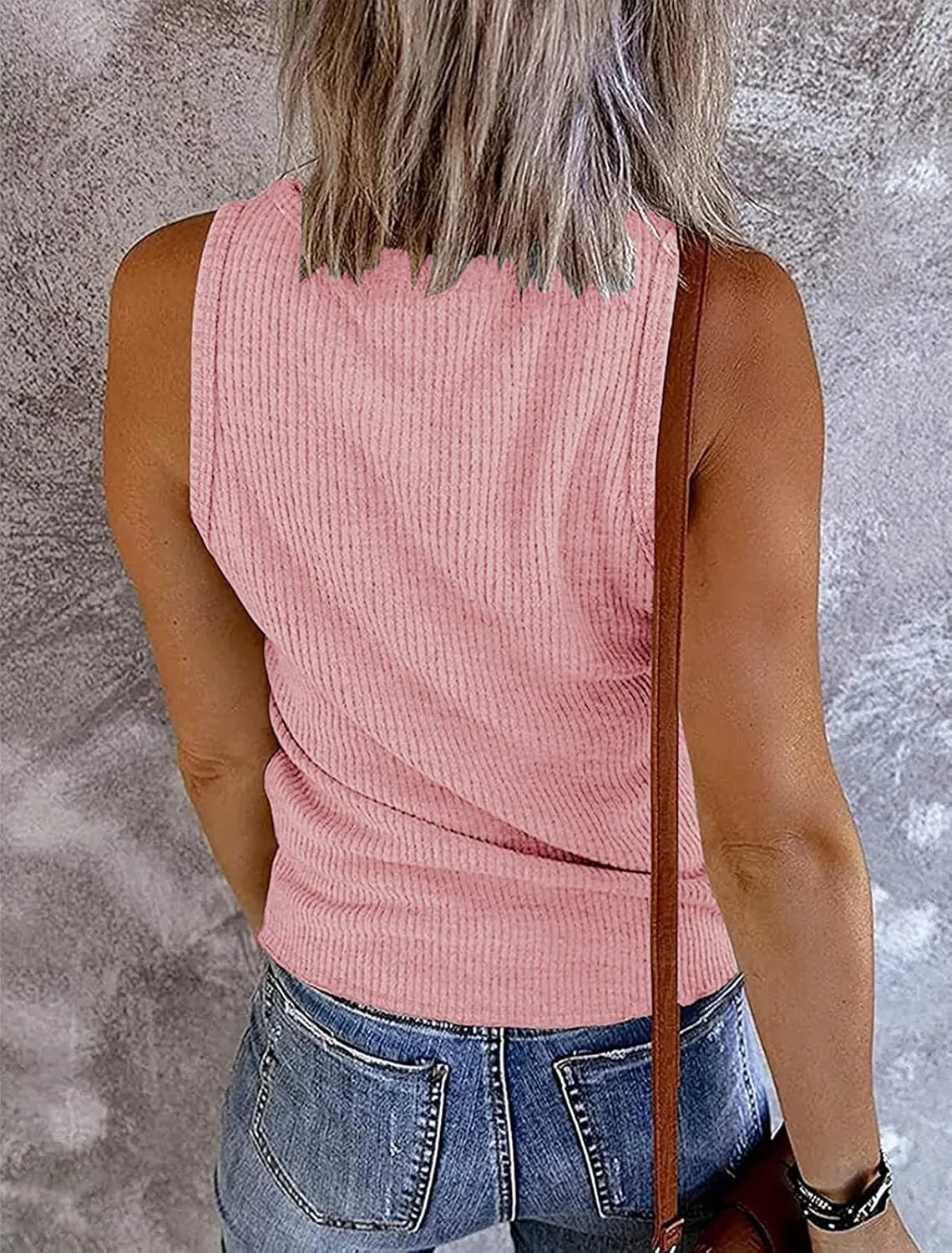 MEROKEETY Women's V Neck Tank Tops Summer Sleeveless Ribbed Button Casual Henley Shirts