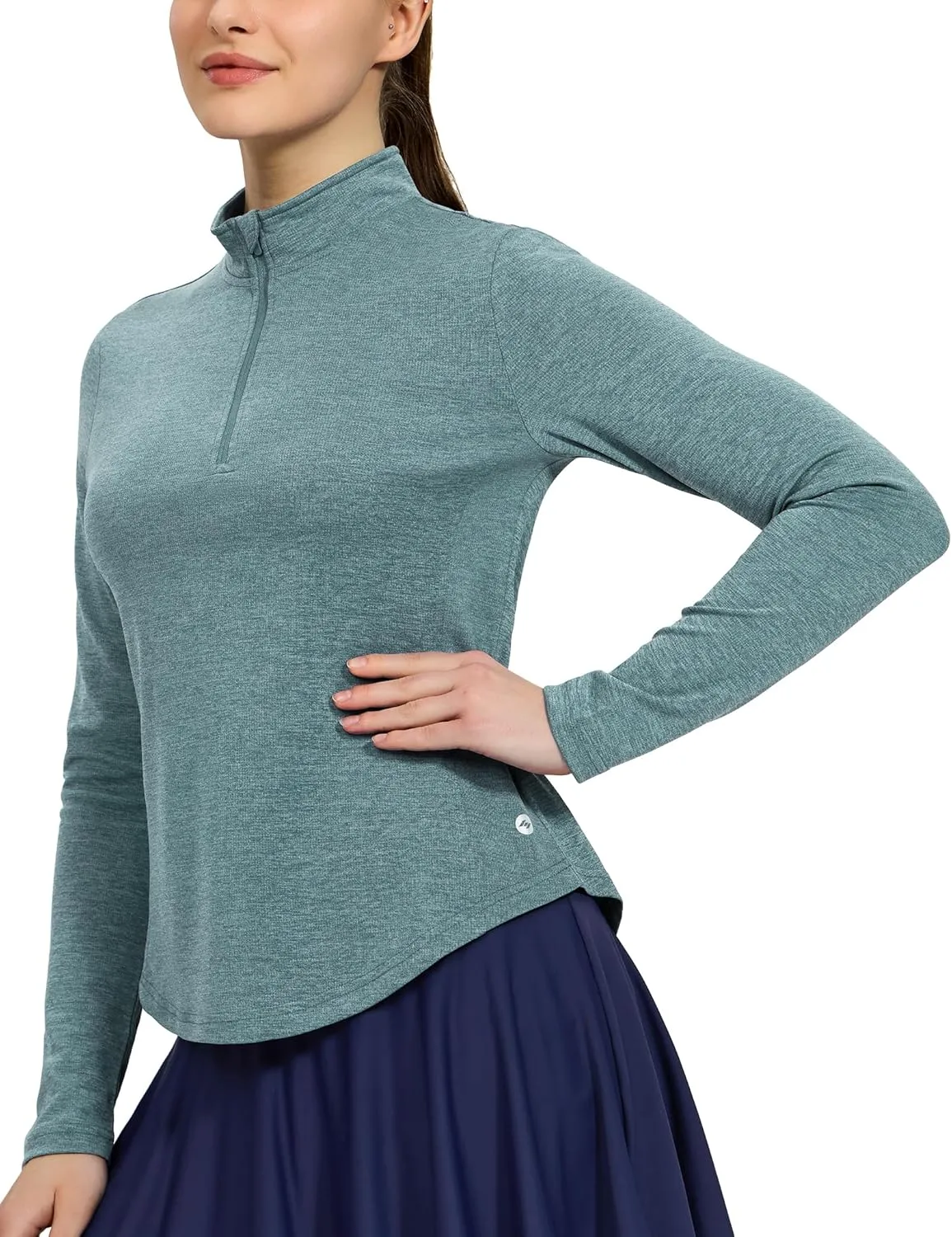 MIER Long Sleeve Workout Shirts for Women Quarter Zip Athletic Pullover Dry Fit Flowy Golf Running UV Sun Shirts,1/4 Zip