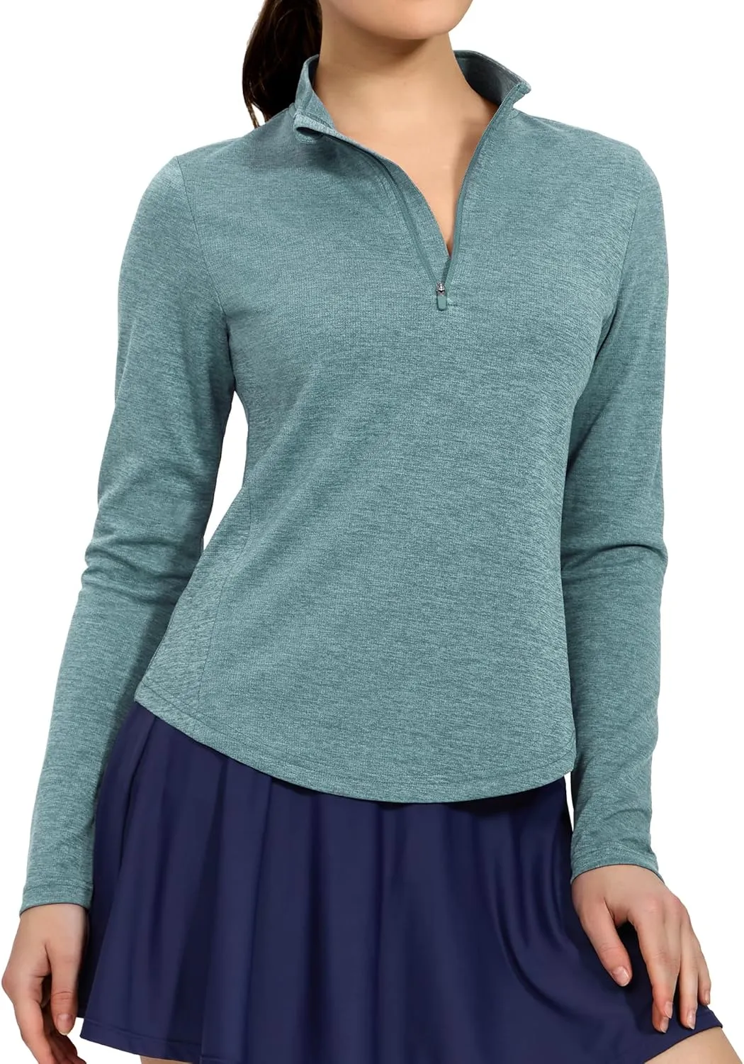 MIER Long Sleeve Workout Shirts for Women Quarter Zip Athletic Pullover Dry Fit Flowy Golf Running UV Sun Shirts,1/4 Zip