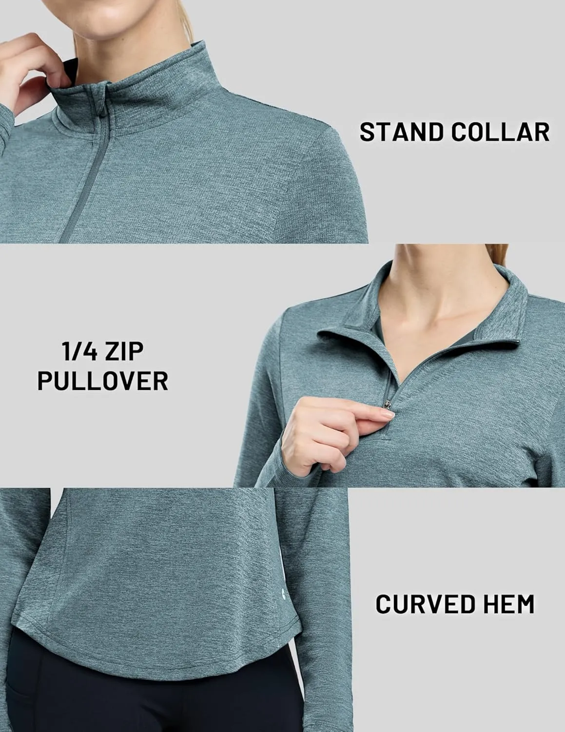 MIER Long Sleeve Workout Shirts for Women Quarter Zip Athletic Pullover Dry Fit Flowy Golf Running UV Sun Shirts,1/4 Zip