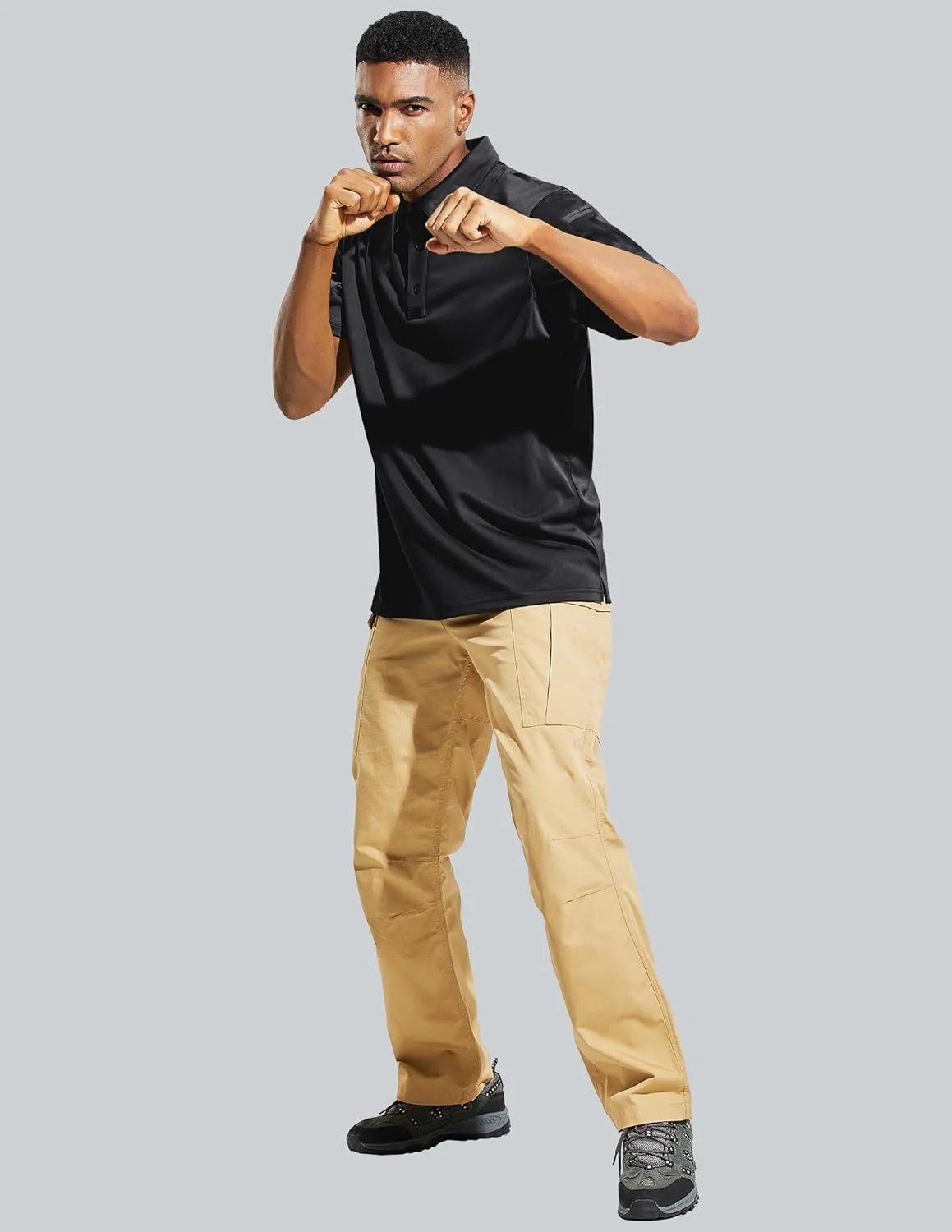 MIER Men's Outdoor Performance Tactical Polo Shirts Short and Long Sleeve, Moisture-Wicking