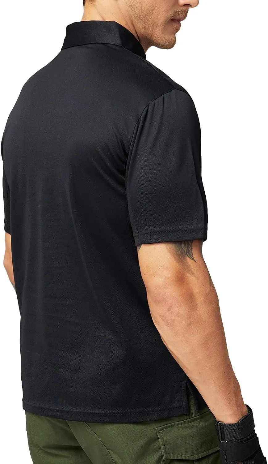 MIER Men's Outdoor Performance Tactical Polo Shirts Short and Long Sleeve, Moisture-Wicking