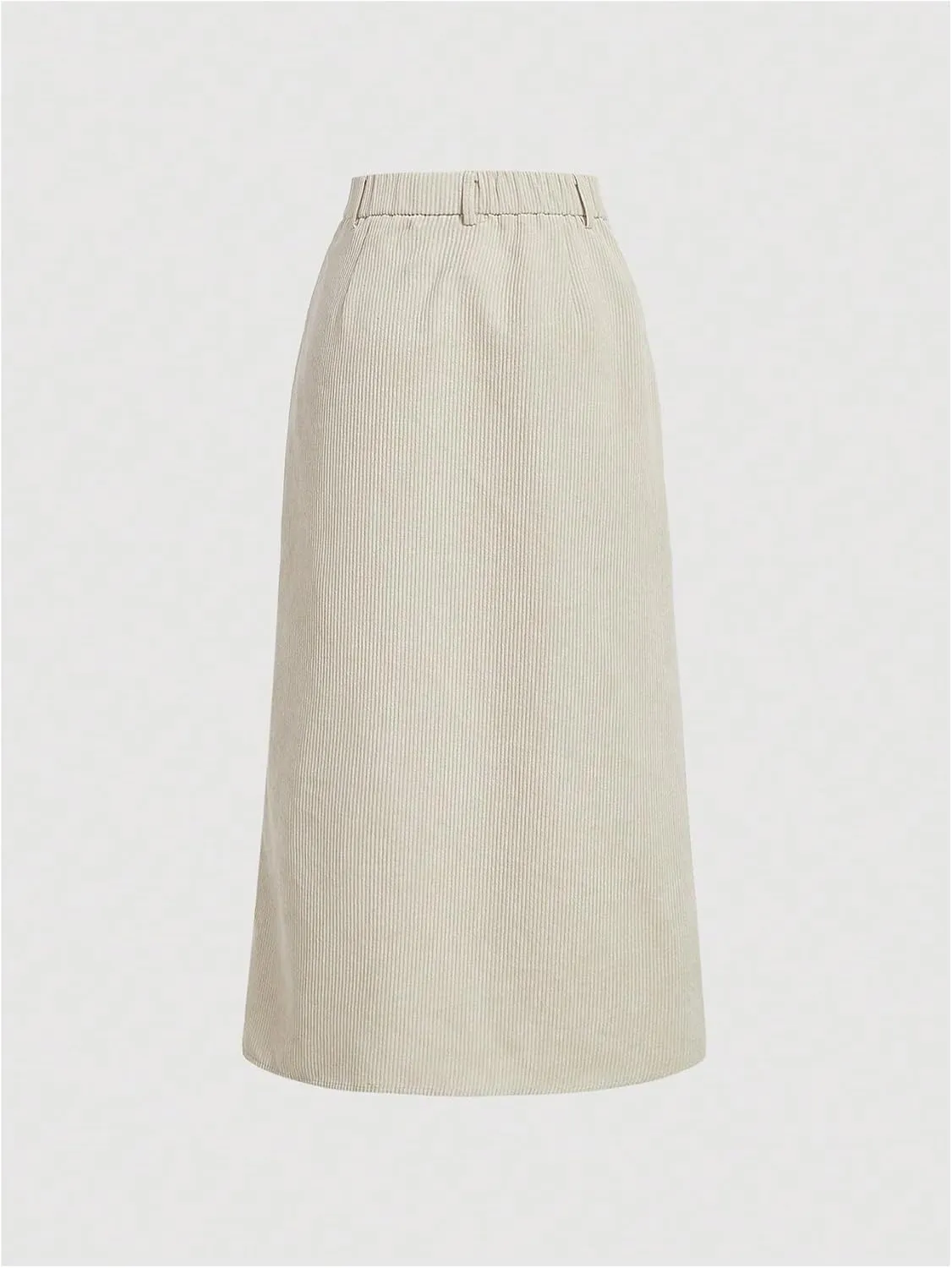 Milumia Women's Corduroy Skirt High Waisted Split Thigh Straight Long Skirts
