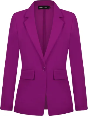MINTLIMIT Blazers for Women One Button Jacket Suits Notched Lapel Classic Casual Formal Long Sleeve Blazer with Pockets