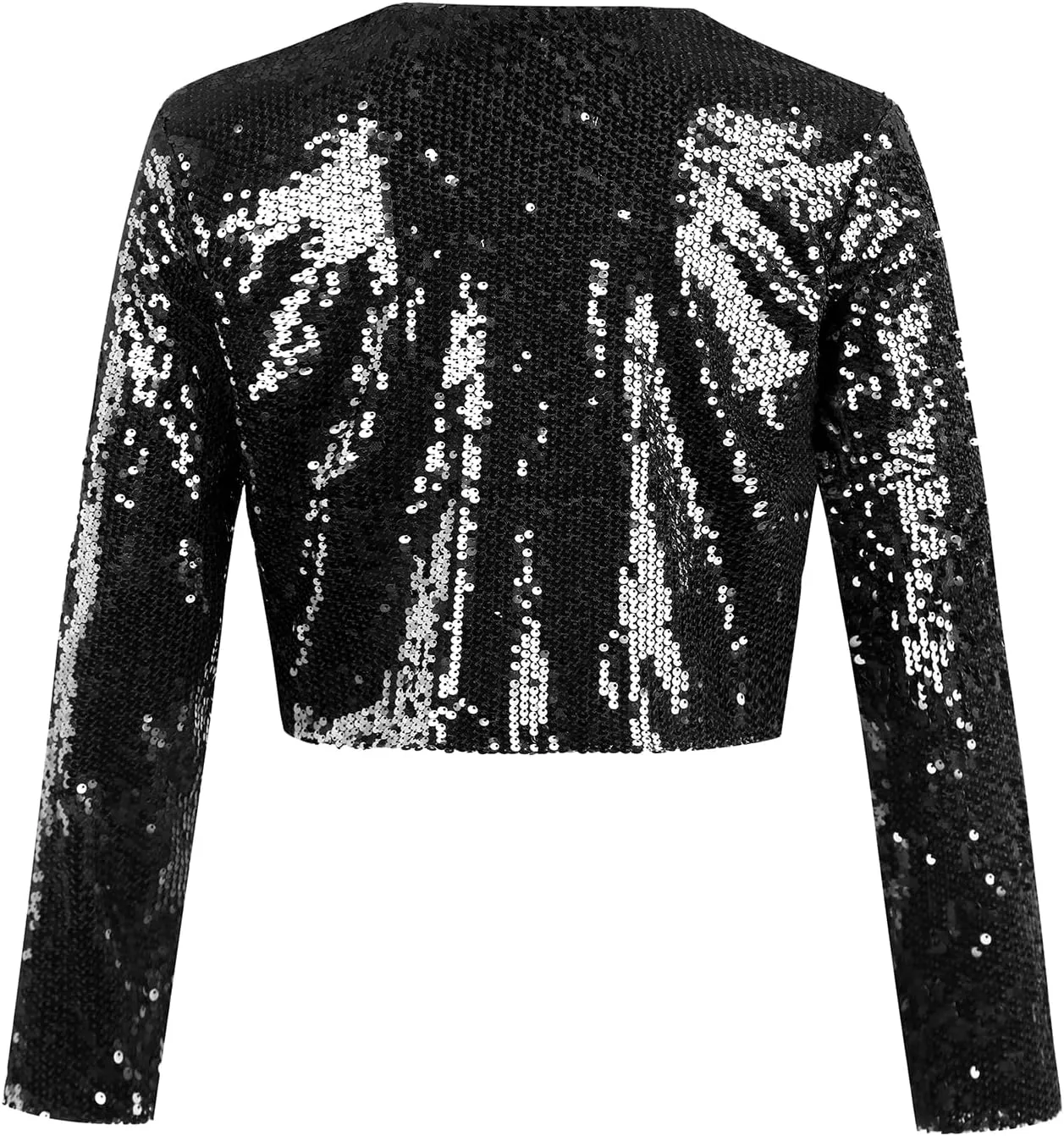 MINTLIMIT Women's Sequin Shrug Bolero Long Sleeve Open Front Party Sparkly Cropped Cardigan Glitter Shiny Jackets