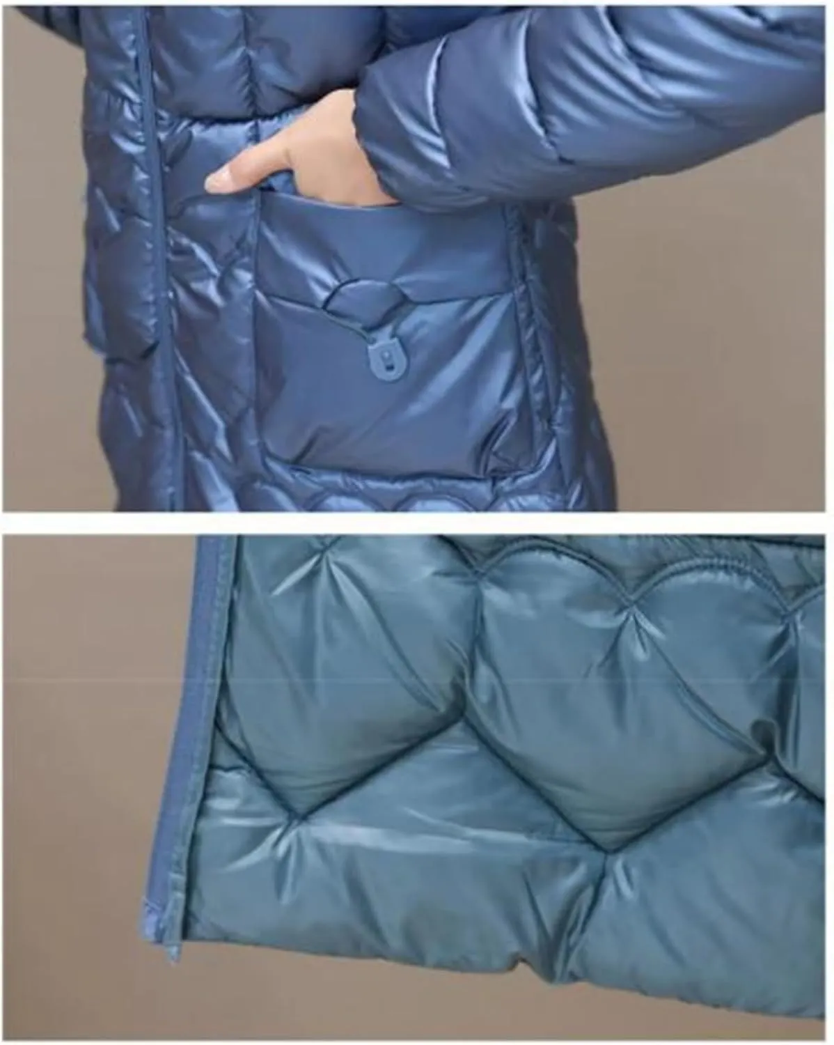 Mnjyihy Women's Winter Jacket Long Slim Hooded Padded Parkas Lightweight Down Cotton Coats