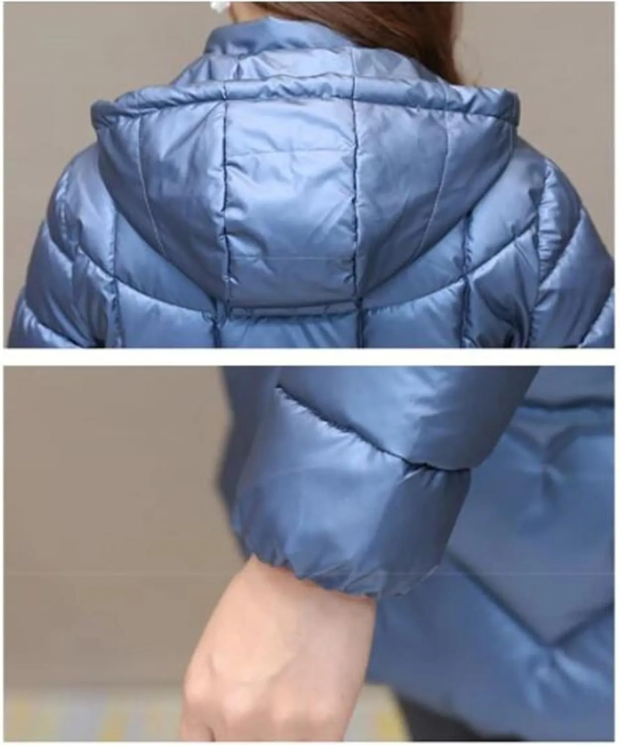 Mnjyihy Women's Winter Jacket Long Slim Hooded Padded Parkas Lightweight Down Cotton Coats
