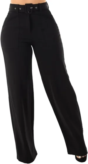Moda Xpress Women's Stretch High Waisted Dress Pants for Work, Straight, Wide, Skinny Leg Business Office Casual Pants 40609N
