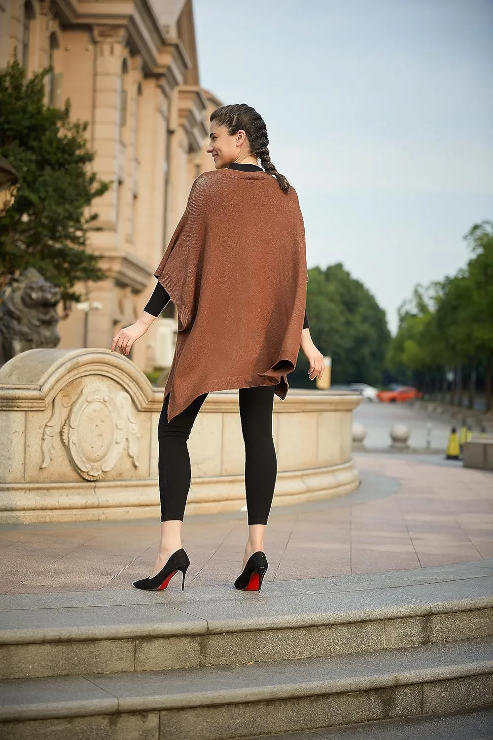 Modena Women's ExtraSoft Fine Knit Pullover Poncho. Sleeveless, Open Sides. V Neck Easy On and Off.