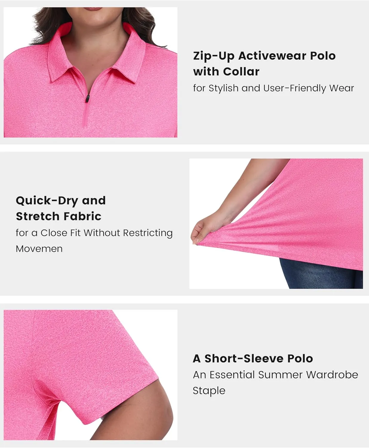 MoFiz Plus Size Golf Polo Shirts for Women Zip Up Short Sleeve Collared Tennis Workout Tops Sport Athletic Activewear XL-5XL