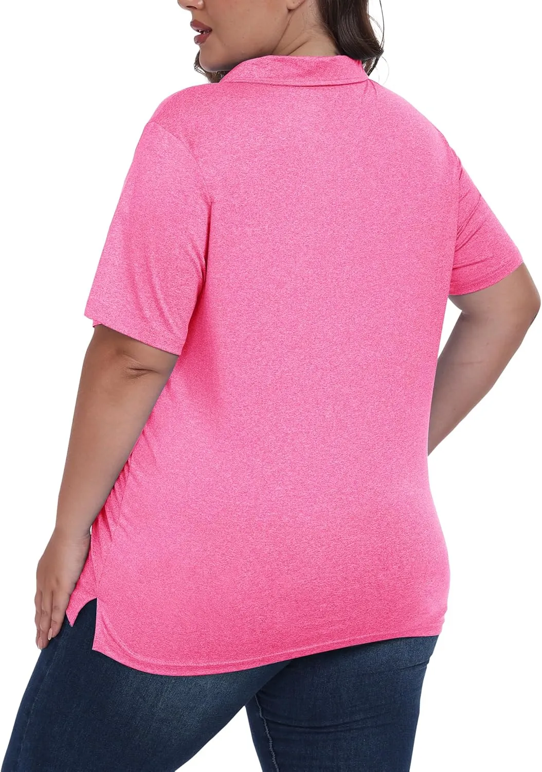 MoFiz Plus Size Golf Polo Shirts for Women Zip Up Short Sleeve Collared Tennis Workout Tops Sport Athletic Activewear XL-5XL