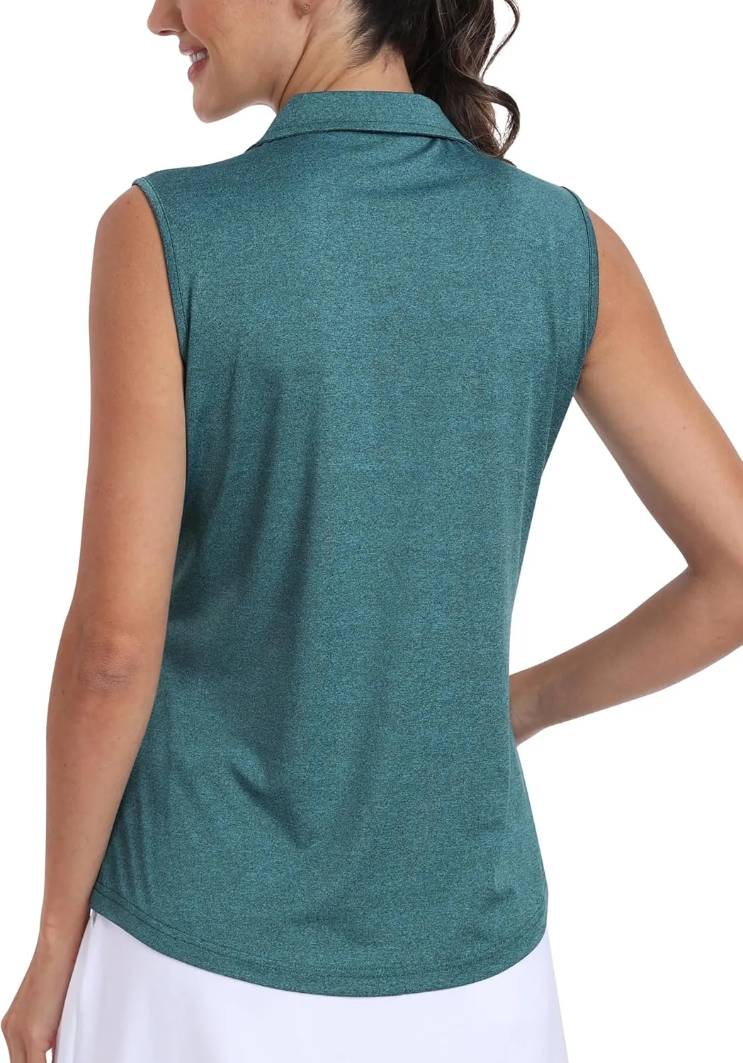 MoFiz Women's Sleeveless Golf Polo Shirts 1/4 Zip Floral Tennis Workout Golf Tank Top