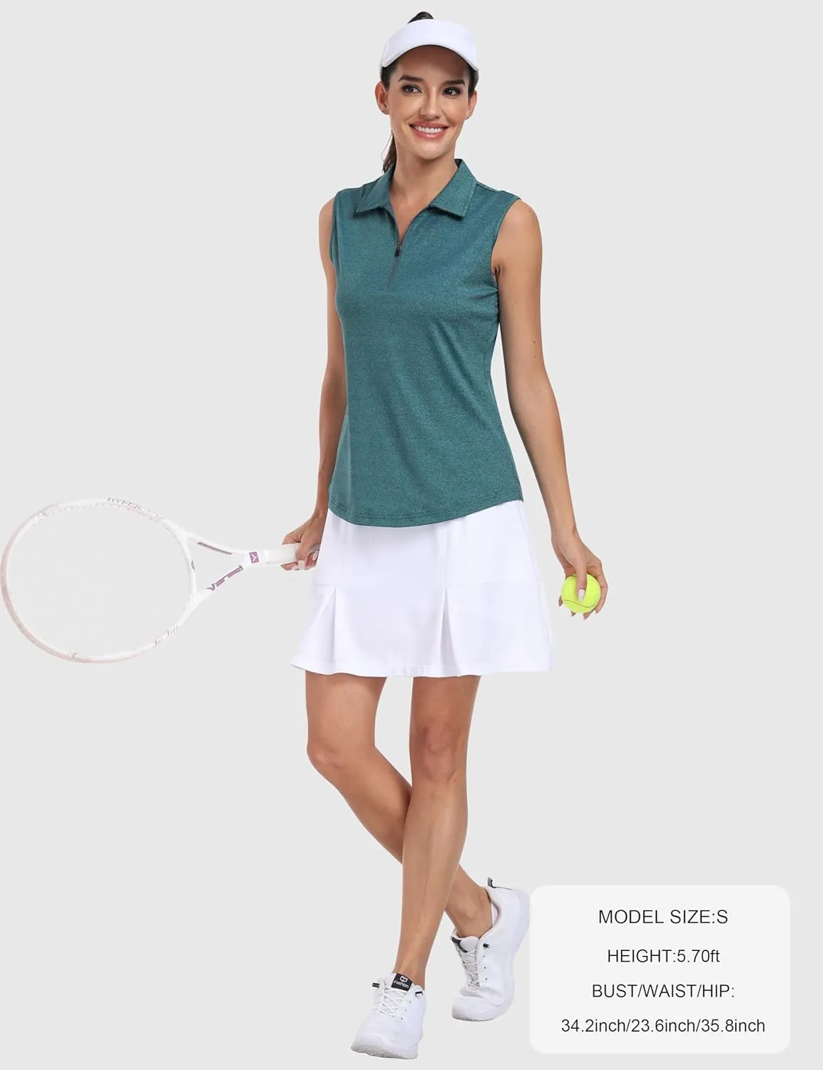 MoFiz Women's Sleeveless Golf Polo Shirts 1/4 Zip Floral Tennis Workout Golf Tank Top