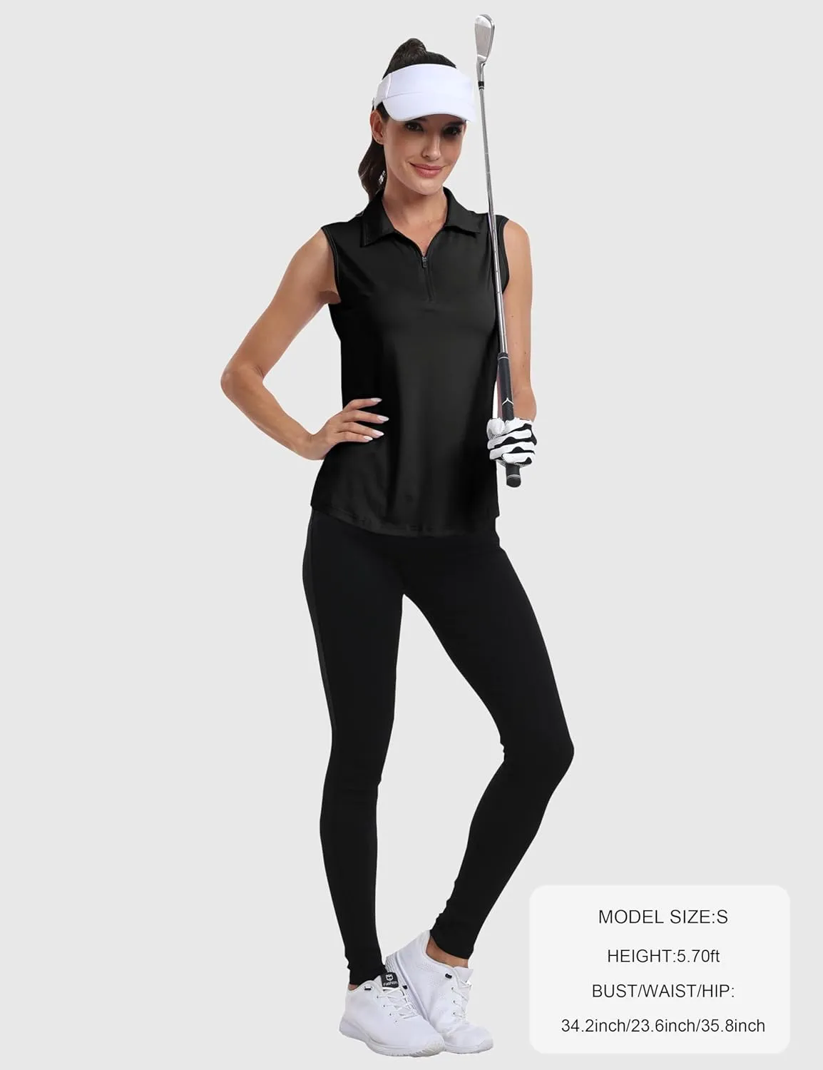 MoFiz Women's Sleeveless Golf Polo Shirts 1/4 Zip Floral Tennis Workout Golf Tank Top