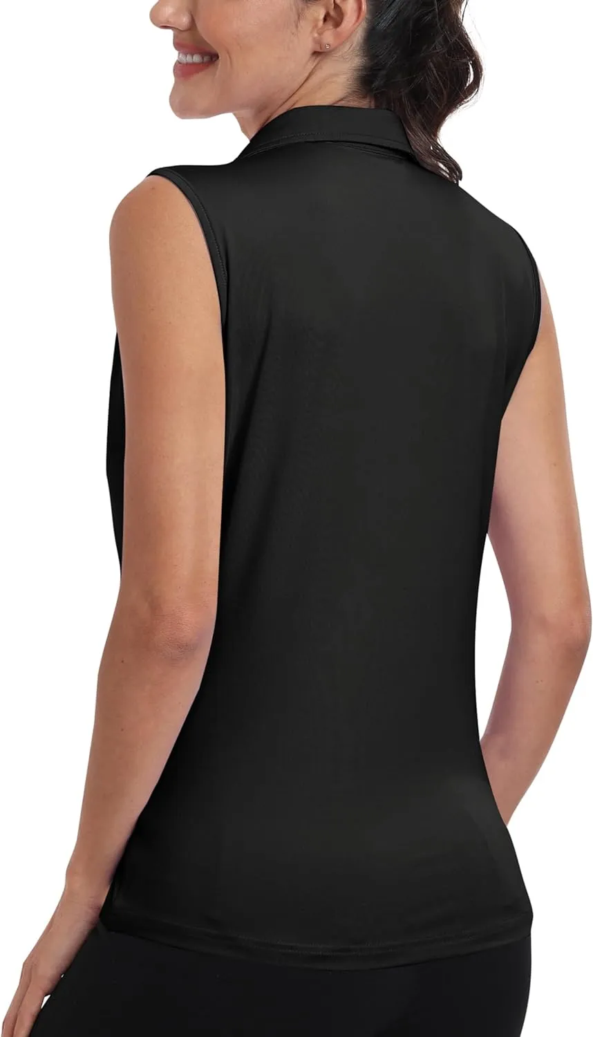MoFiz Women's Sleeveless Golf Polo Shirts 1/4 Zip Floral Tennis Workout Golf Tank Top