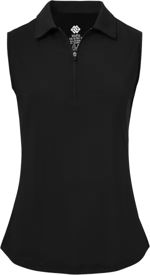 MoFiz Women's Sleeveless Golf Polo Shirts 1/4 Zip Floral Tennis Workout Golf Tank Top