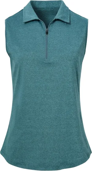 MoFiz Women's Sleeveless Golf Polo Shirts 1/4 Zip Floral Tennis Workout Golf Tank Top