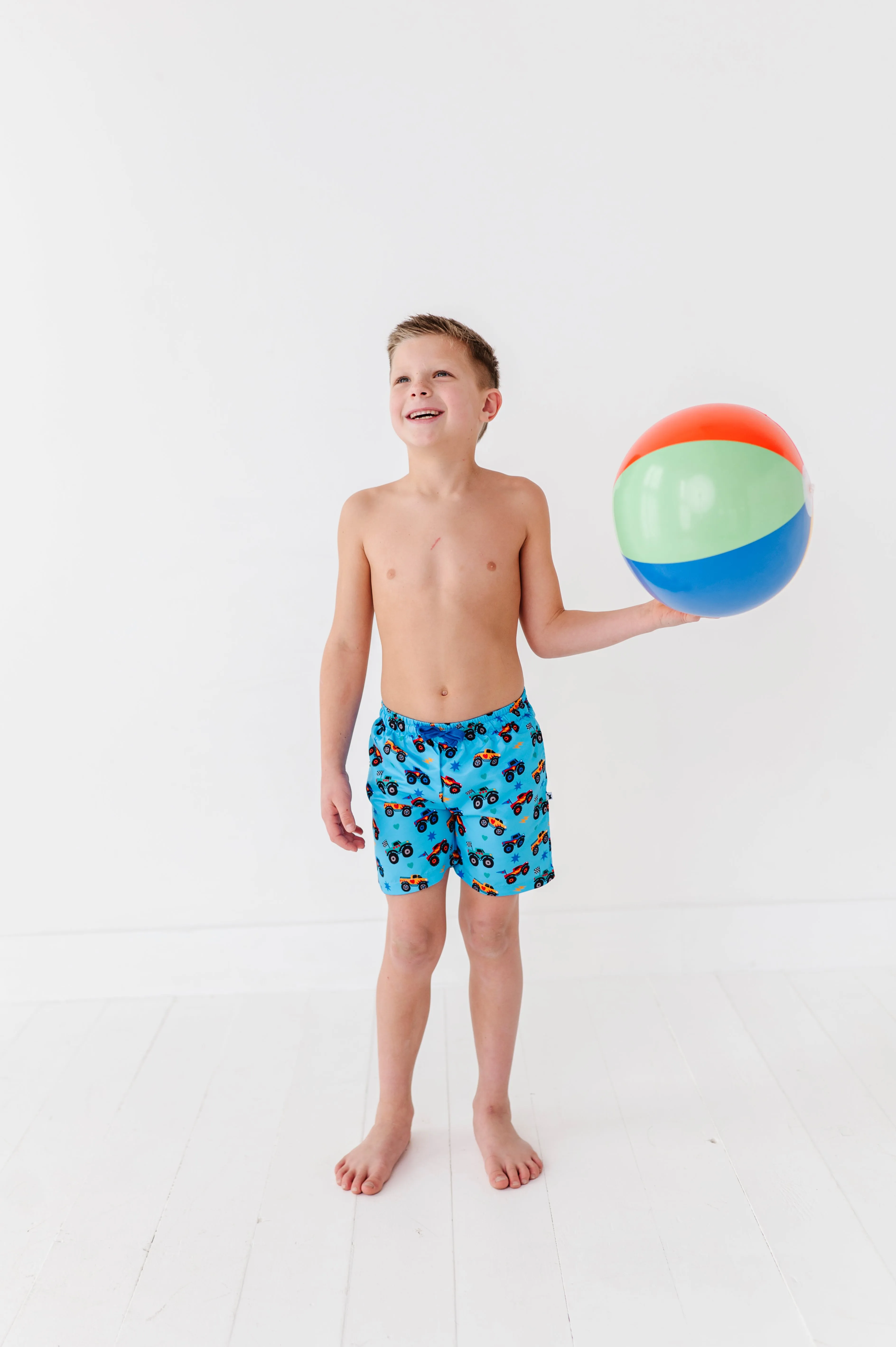 Monster Truck Boys Swim Trunks