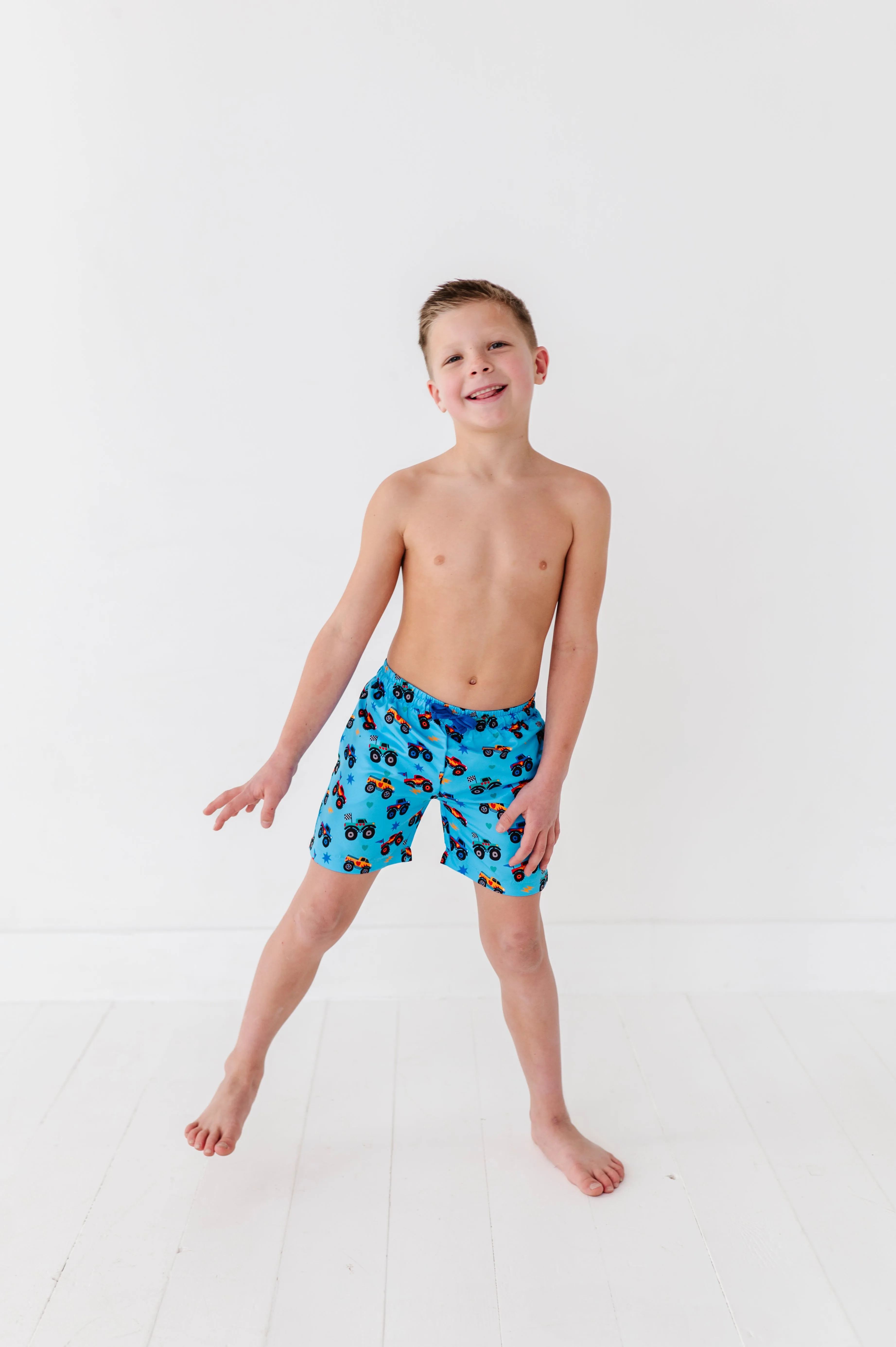 Monster Truck Boys Swim Trunks