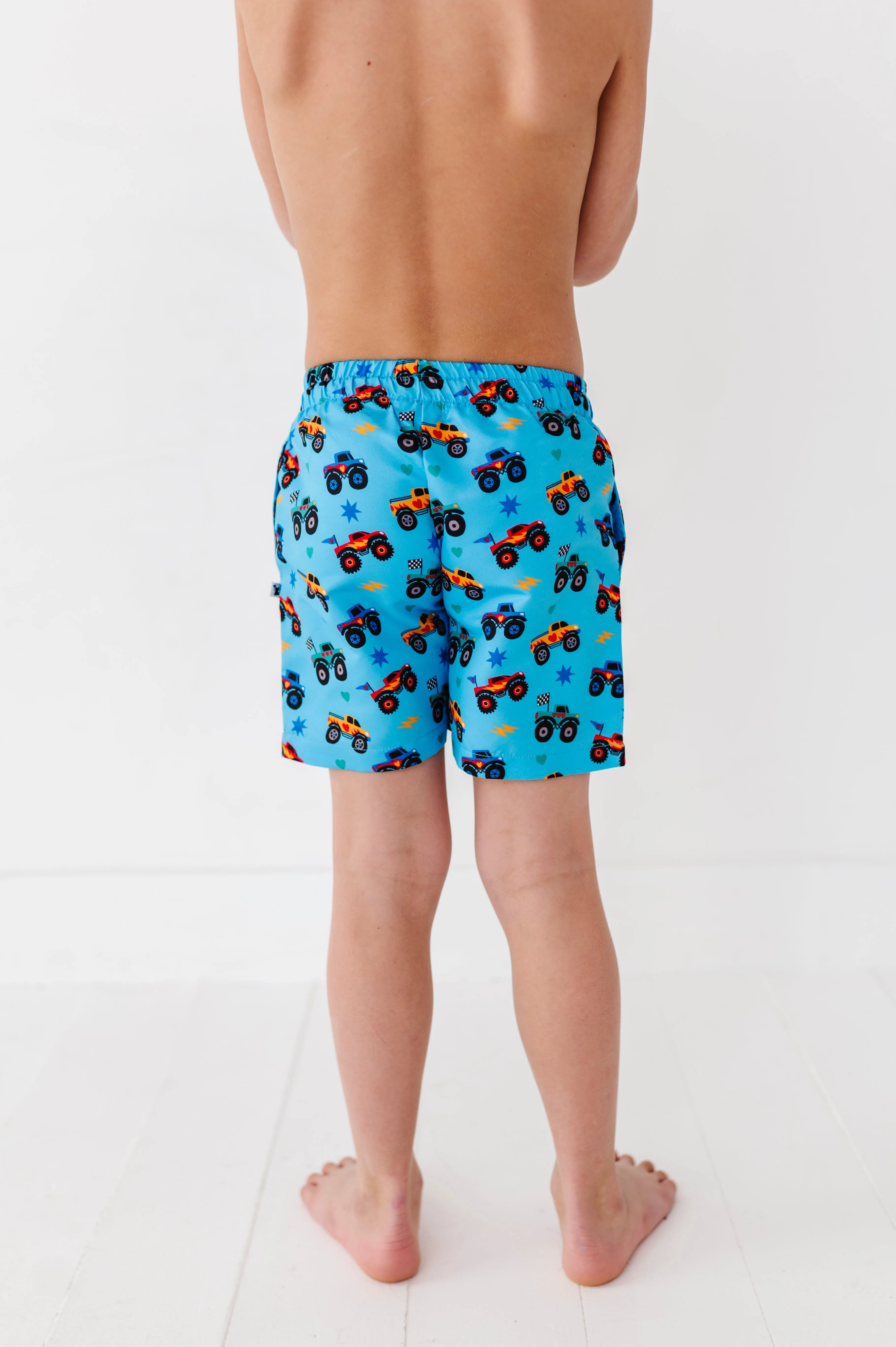 Monster Truck Boys Swim Trunks