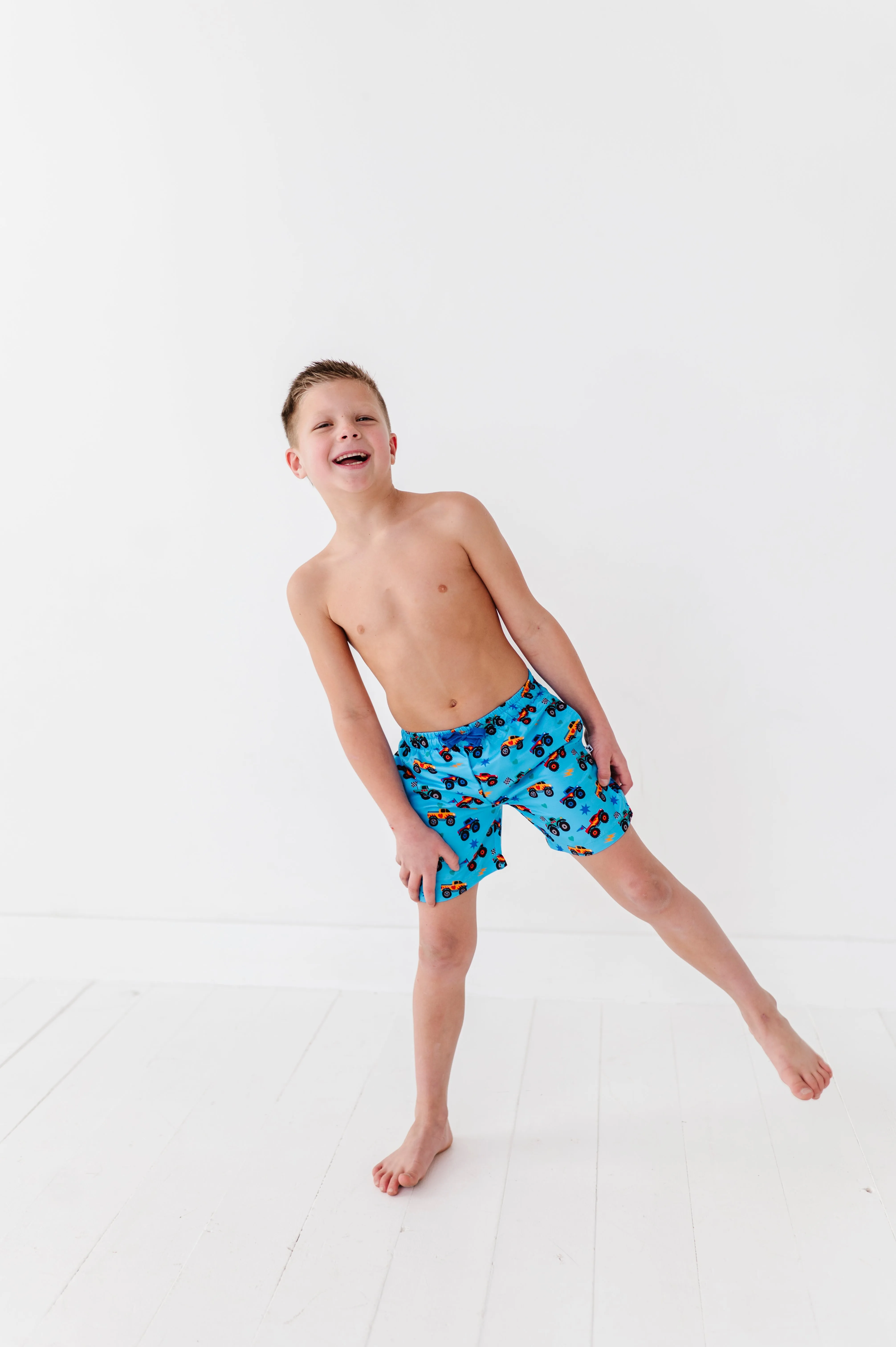 Monster Truck Boys Swim Trunks