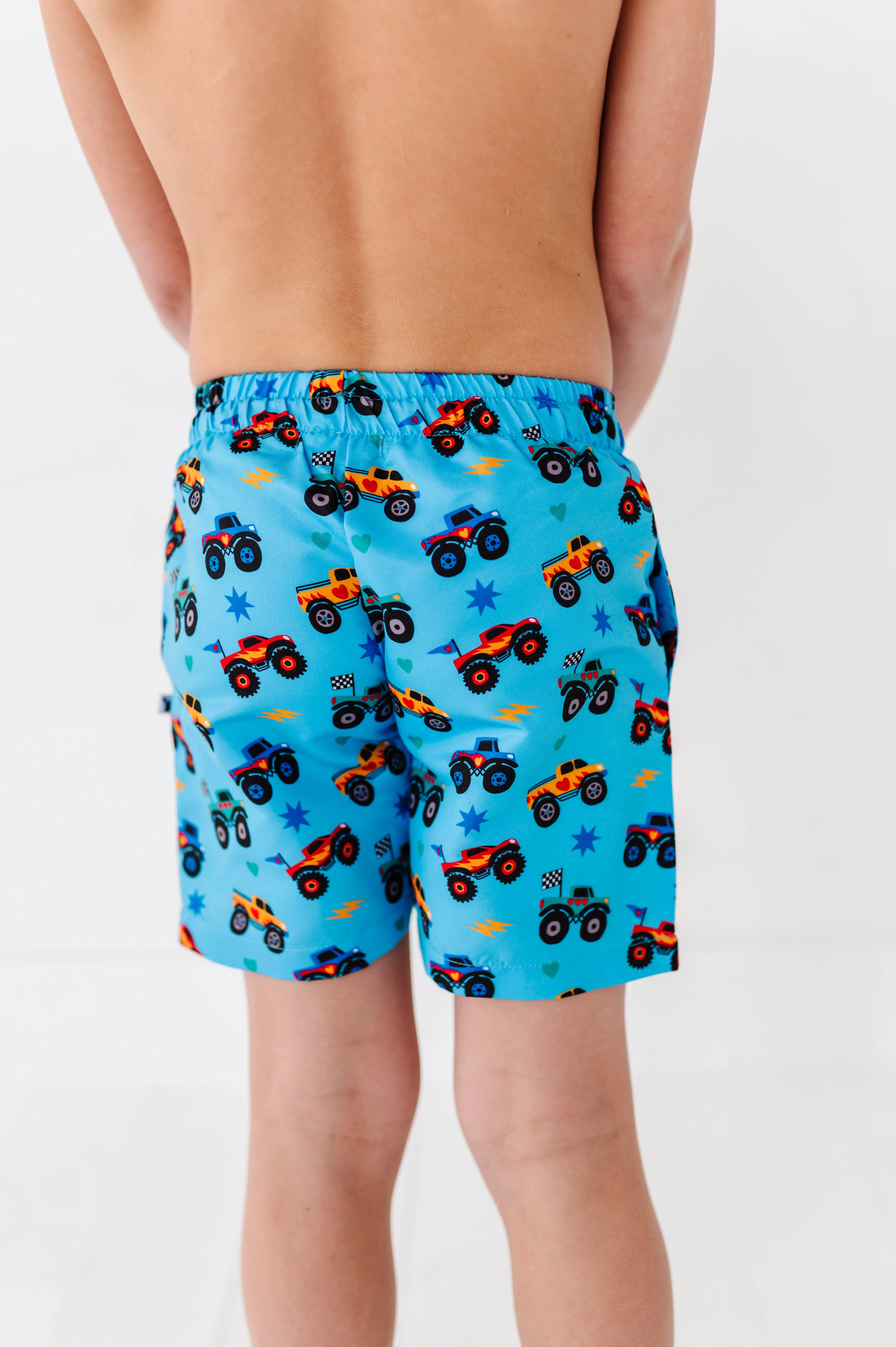 Monster Truck Boys Swim Trunks