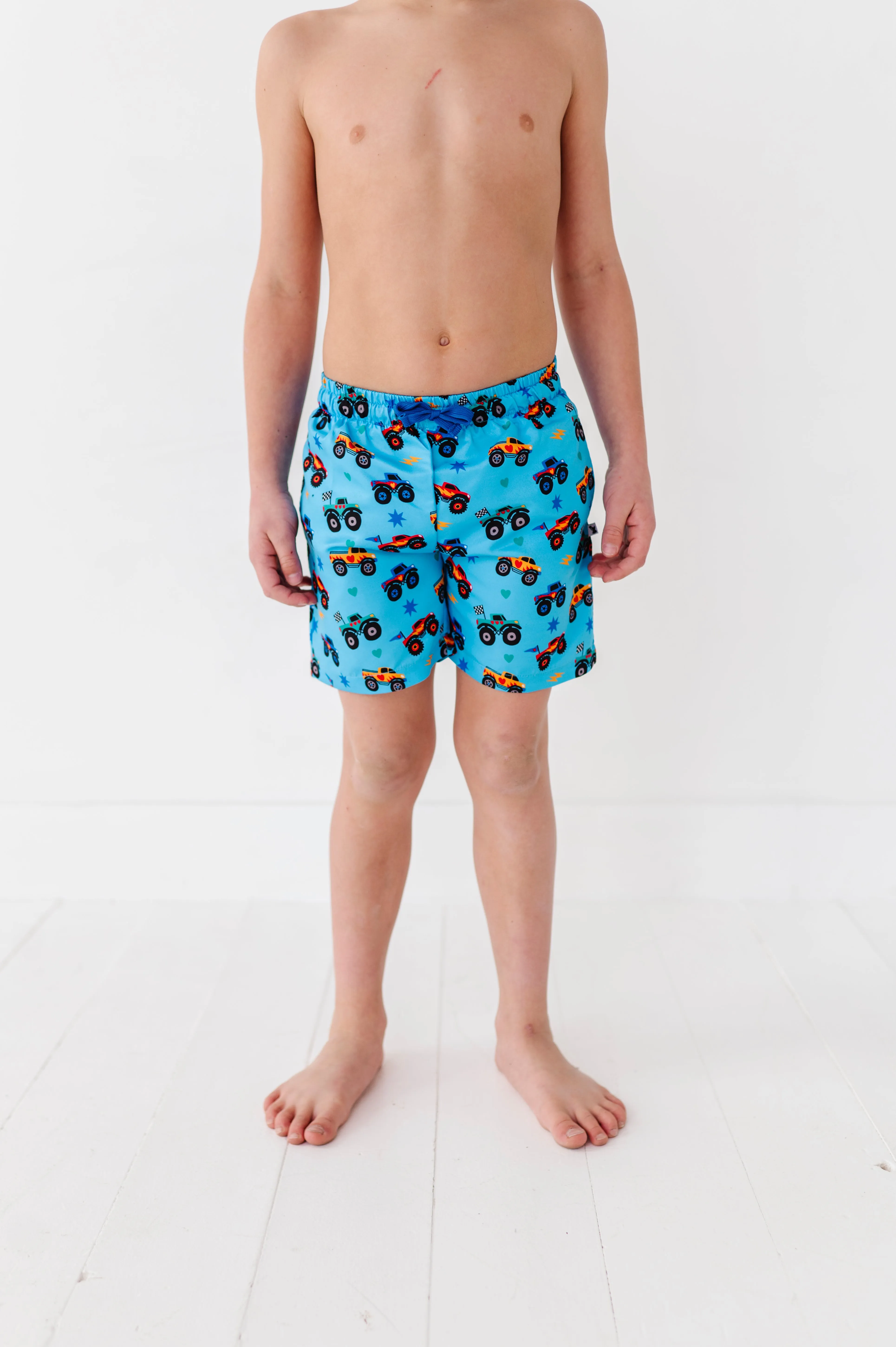 Monster Truck Boys Swim Trunks
