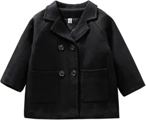 Mubineo Toddler Boy Girl Winter Basic Plain Trench Coat Warm Thick Coats (Black, 5T)