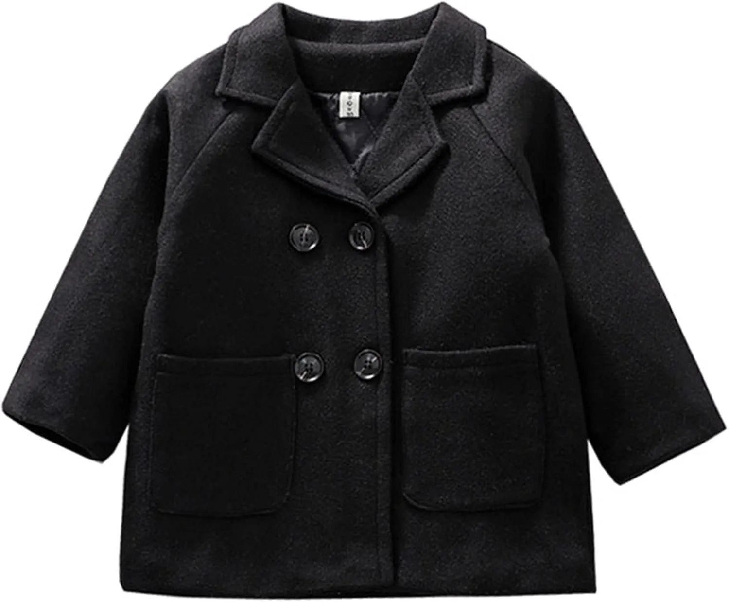 Mubineo Toddler Boy Girl Winter Basic Plain Trench Coat Warm Thick Coats (Black, 5T)