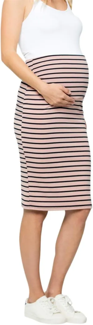 My Bump Women's Comfort Stretch High Waisted Tummy Control Midi Maternity Pencil Skirt Made in USA