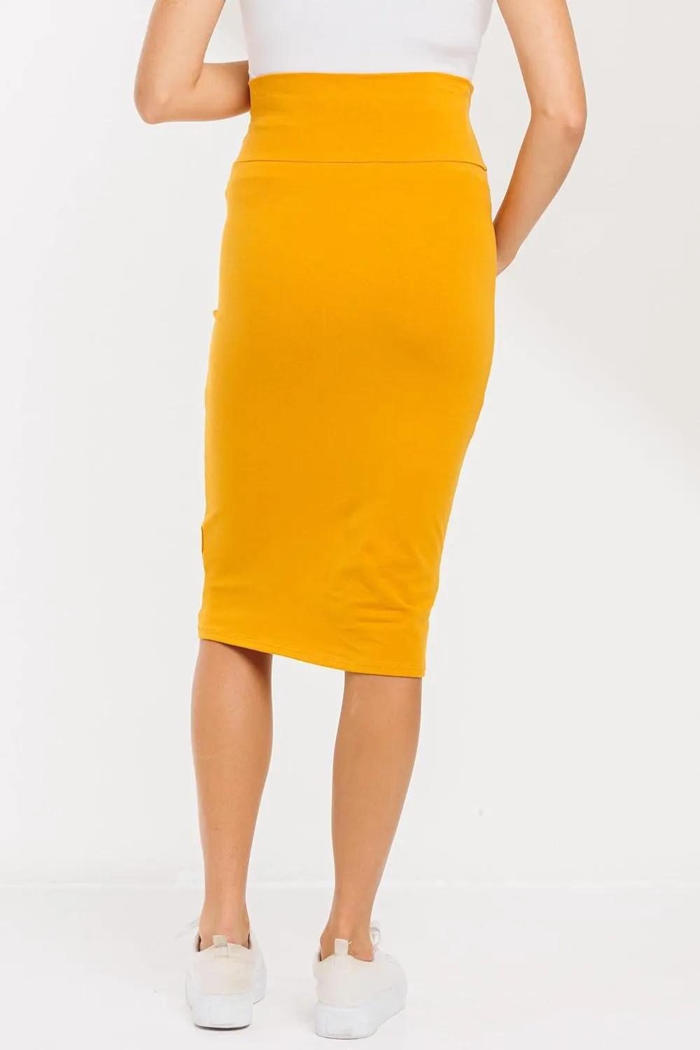 My Bump Women's Comfort Stretch High Waisted Tummy Control Midi Maternity Pencil Skirt Made in USA