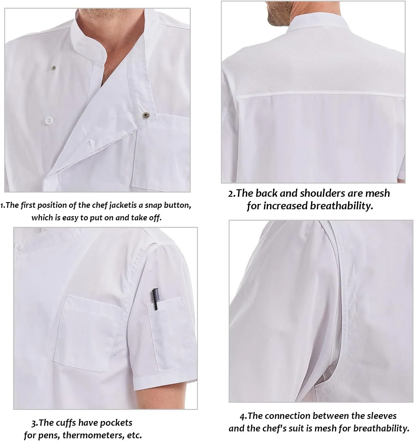 Nanxson Men's Chef Coat Jackets Short Sheeve Restaurant Summer Jacket Kitchen Food Service Work CFM0066