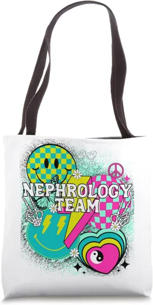 Nephrology Team Nurse Doctor Happy Y2K Matching 90s Peace Tote Bag