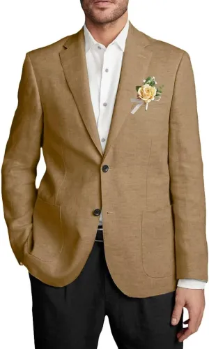 Netsky Mens Causal Linen Blazer Jacket Lightweight 2 Button Notch Lapel Summer Sport Coats
