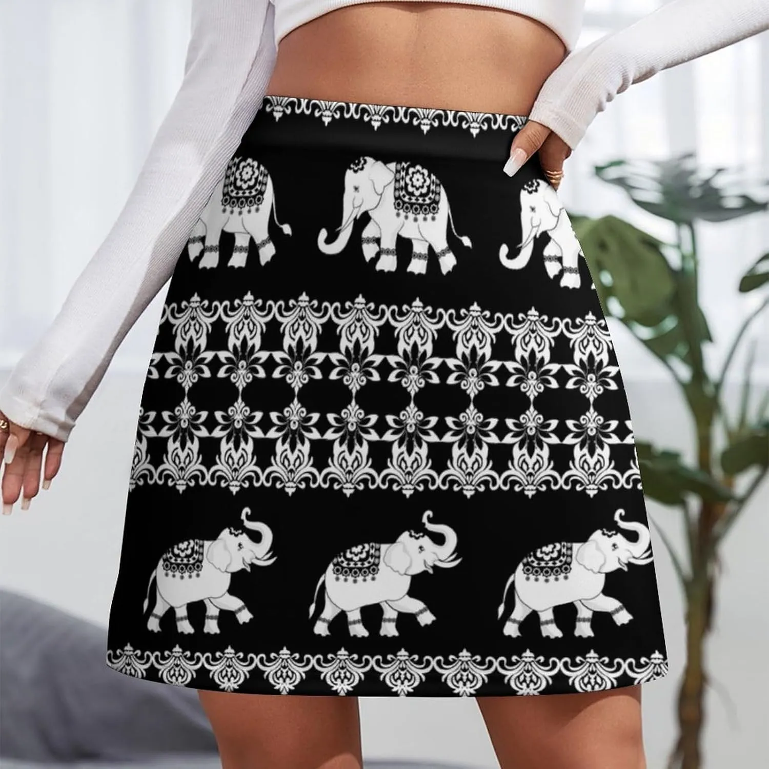 New Elephant Print Short Skirt Womans Athletic Skorts Golf Skirts High Waist Breathable Exercise Skort Athletic