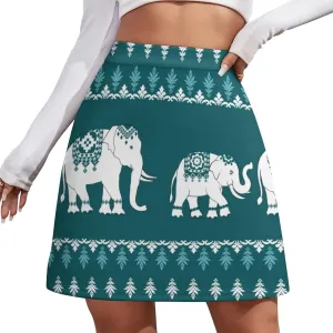New Elephant Print Short Skirt Womans Athletic Skorts Golf Skirts High Waist Breathable Exercise Skort Athletic