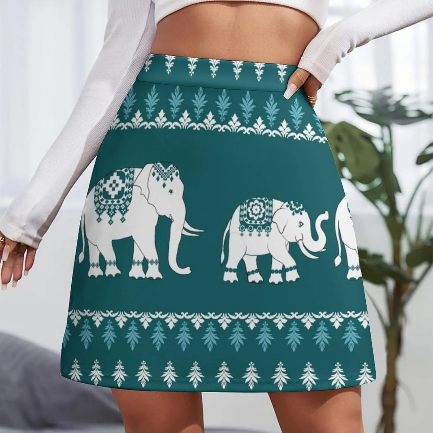 New Elephant Print Short Skirt Womans Athletic Skorts Golf Skirts High Waist Breathable Exercise Skort Athletic