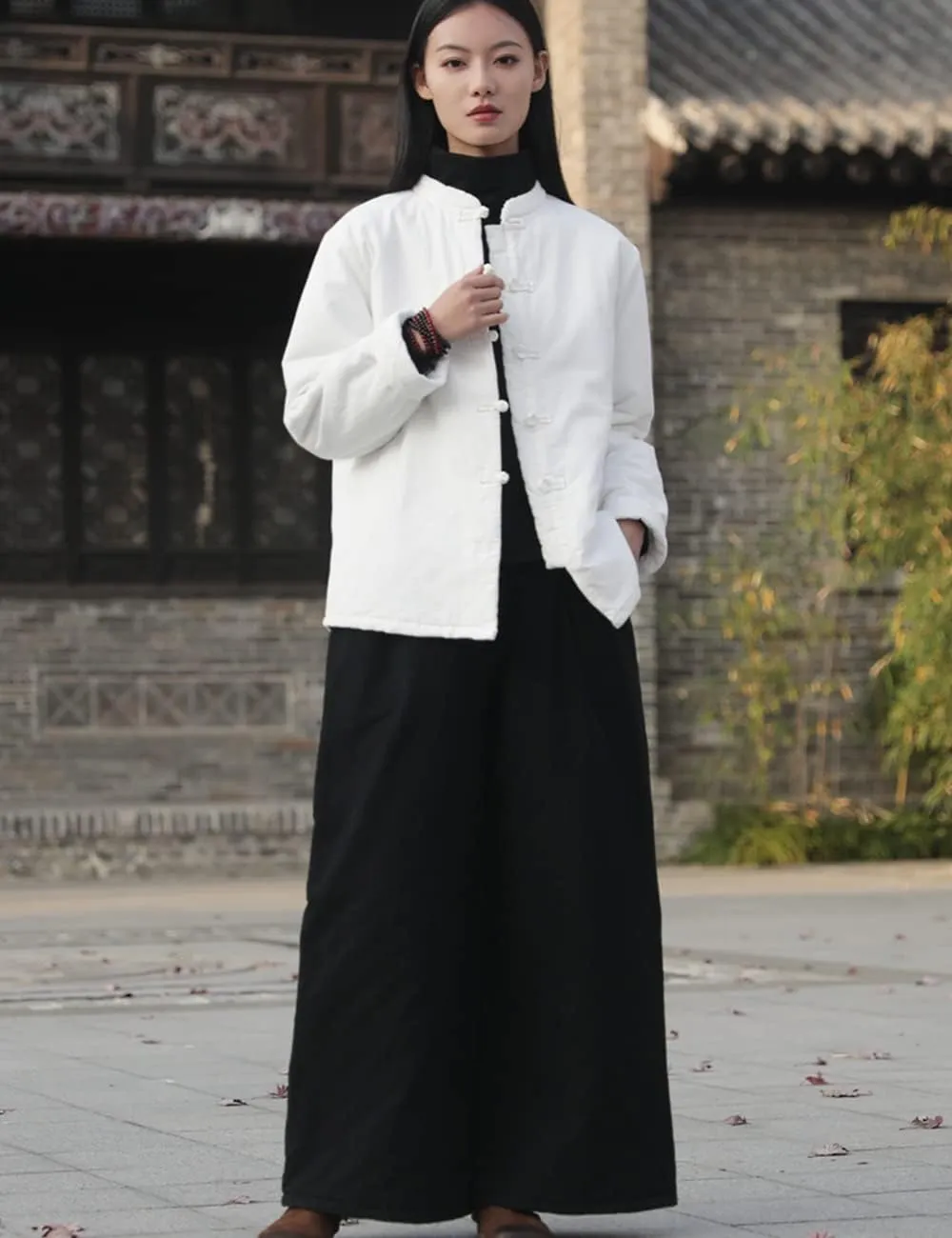 NFYM Women's Lighweight Cotton Padded Coats Cotton Linen Chinese Tang Suit Style Morning Exercise Tai Chi Jackets