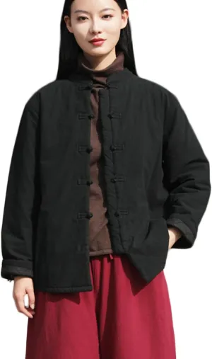 NFYM Women's Lighweight Cotton Padded Coats Cotton Linen Chinese Tang Suit Style Morning Exercise Tai Chi Jackets