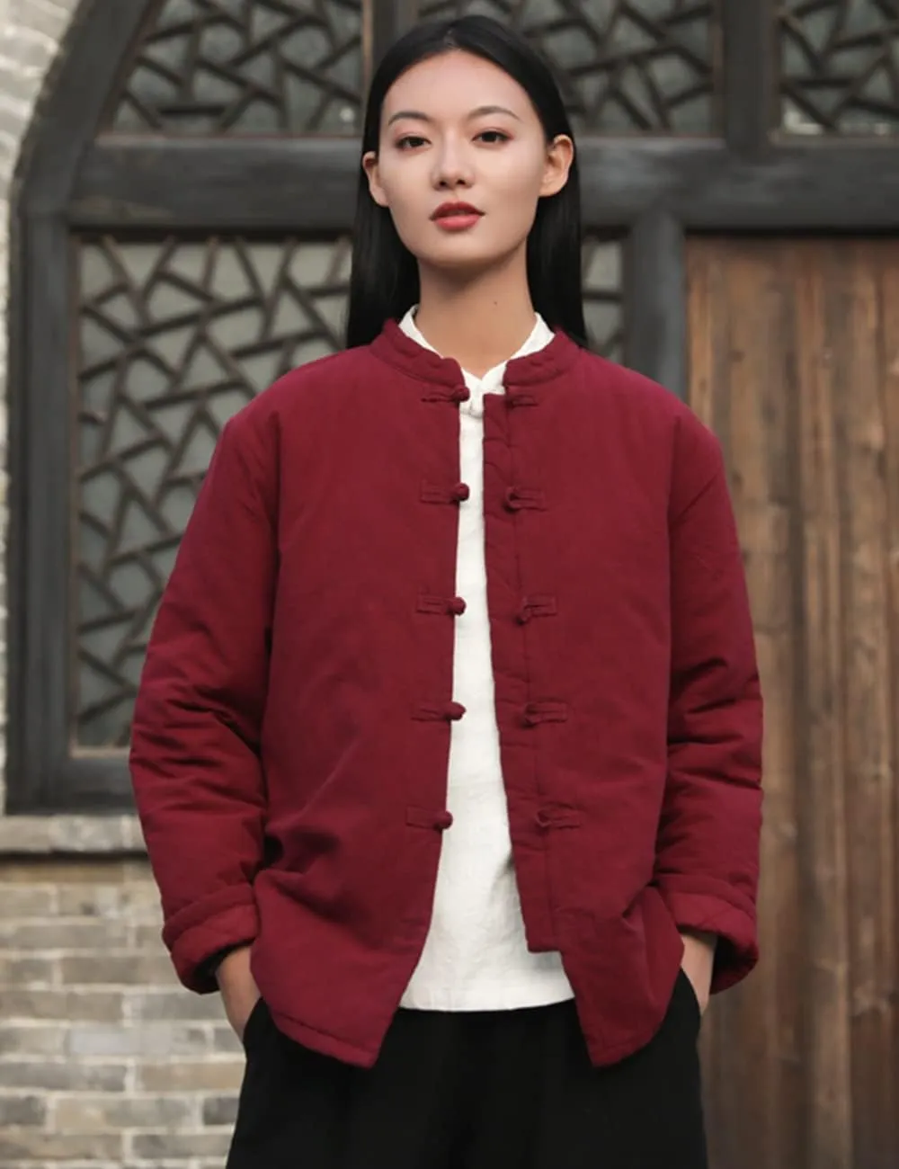 NFYM Women's Lighweight Cotton Padded Coats Cotton Linen Chinese Tang Suit Style Morning Exercise Tai Chi Jackets