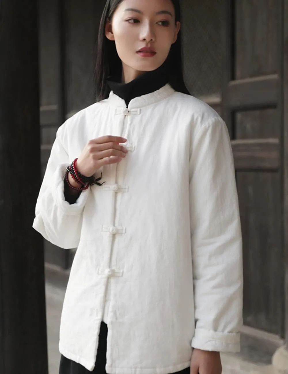 NFYM Women's Lighweight Cotton Padded Coats Cotton Linen Chinese Tang Suit Style Morning Exercise Tai Chi Jackets