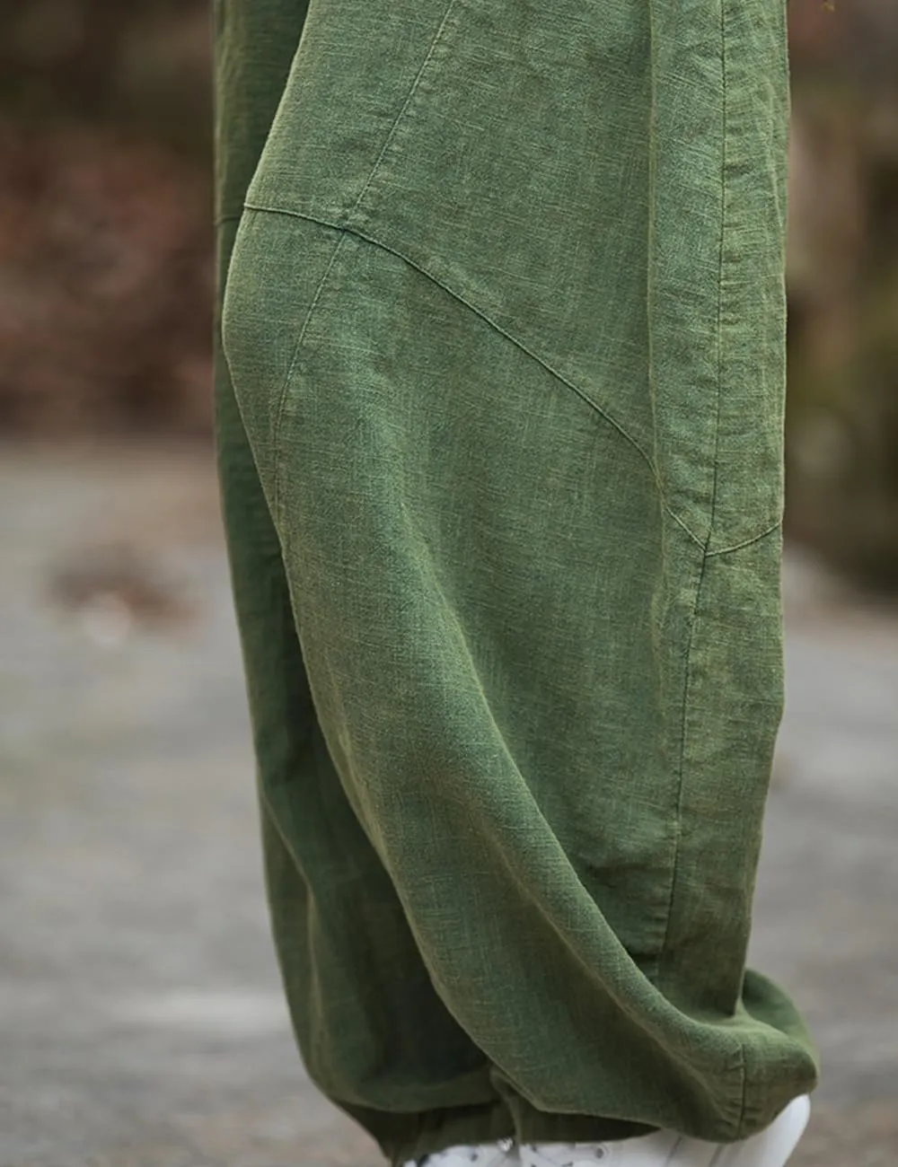 NFYM Women's Vintage Cotton Linen Baggy Pants Elastic Waist Wide Leg Lantern Casual Loose Trouser