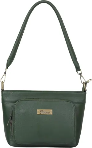 Olive Shoulder Bag for Women  Elegant Genuine Leather Hobo Handbag Tote with Top Zipper Closure, Perfect for Daily Use, Travel & Casual Outings (H 6.25" x W 10" x D 4").